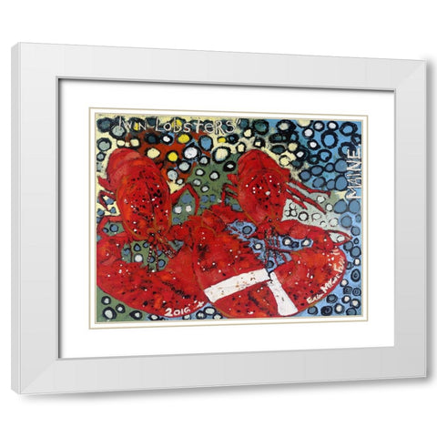 Twin Lobsters I White Modern Wood Framed Art Print with Double Matting by Ferrell, Erin McGee