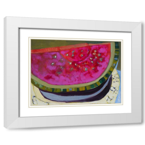 Watermelon I White Modern Wood Framed Art Print with Double Matting by Ferrell, Erin McGee
