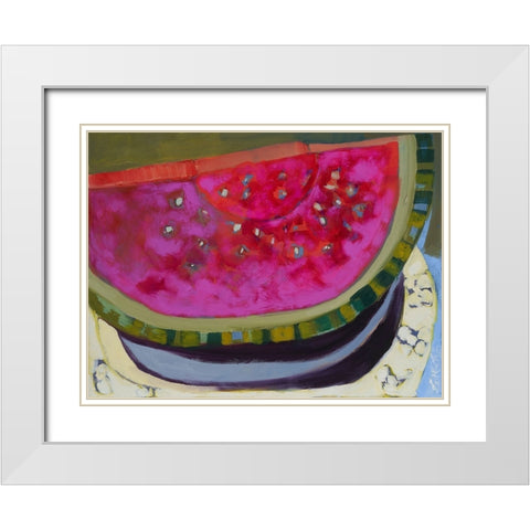 Watermelon I White Modern Wood Framed Art Print with Double Matting by Ferrell, Erin McGee