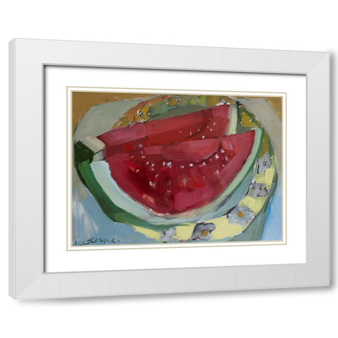 Watermelon II White Modern Wood Framed Art Print with Double Matting by Ferrell, Erin McGee