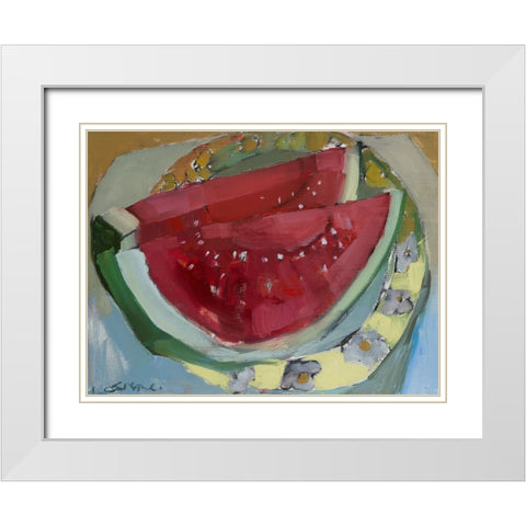 Watermelon II White Modern Wood Framed Art Print with Double Matting by Ferrell, Erin McGee
