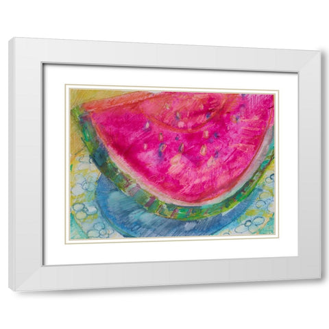 Watermelon III White Modern Wood Framed Art Print with Double Matting by Ferrell, Erin McGee