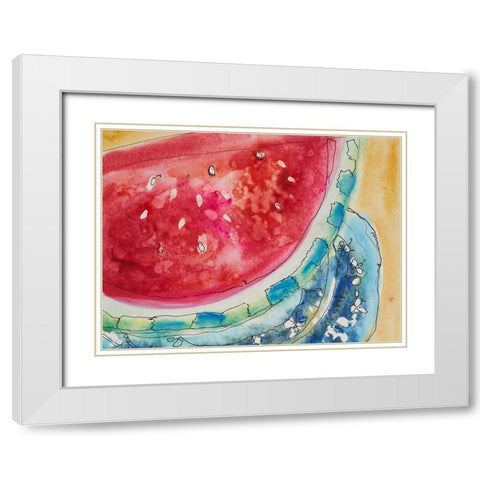 Watermelon IV White Modern Wood Framed Art Print with Double Matting by Ferrell, Erin McGee