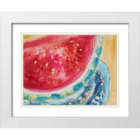 Watermelon IV White Modern Wood Framed Art Print with Double Matting by Ferrell, Erin McGee