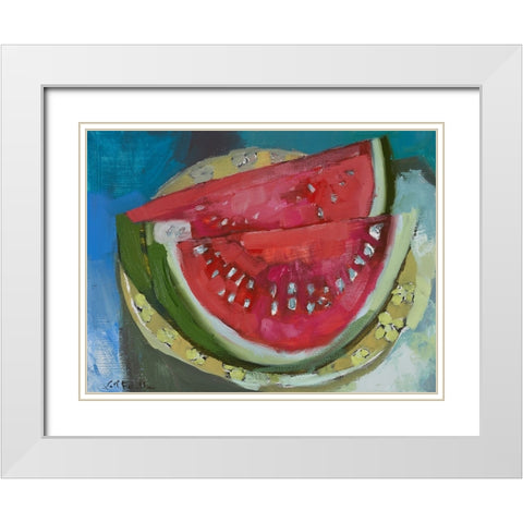 Watermelon V White Modern Wood Framed Art Print with Double Matting by Ferrell, Erin McGee