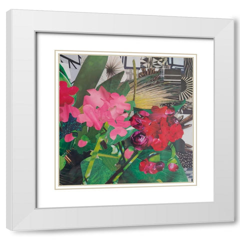 Poolside Geraniums  II White Modern Wood Framed Art Print with Double Matting by Good, Coco