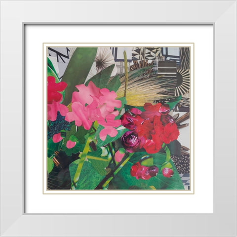Poolside Geraniums  II White Modern Wood Framed Art Print with Double Matting by Good, Coco