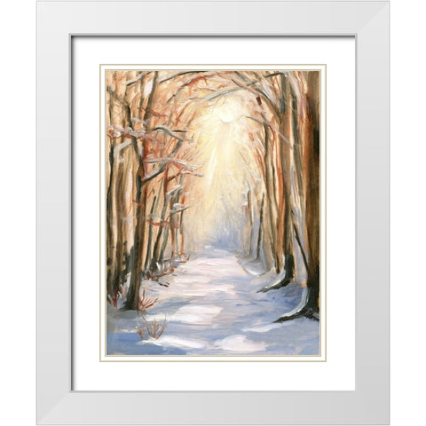 Path in Winter White Modern Wood Framed Art Print with Double Matting by Iafrate, Sandra