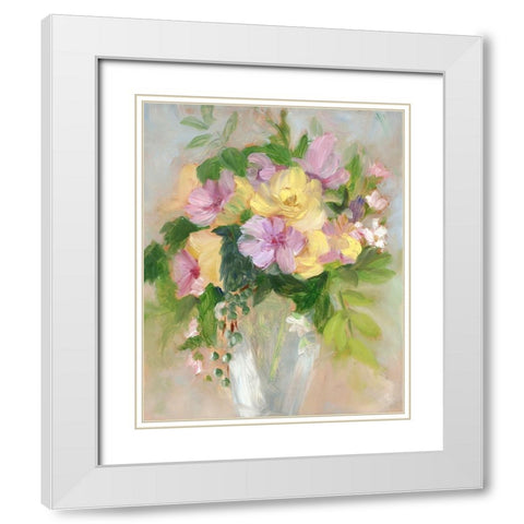 Yellow and Violet Bouquet I White Modern Wood Framed Art Print with Double Matting by Iafrate, Sandra