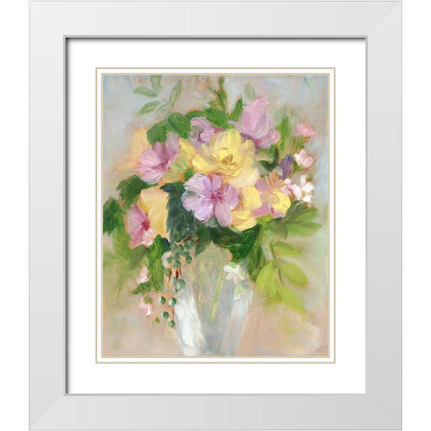 Yellow and Violet Bouquet I White Modern Wood Framed Art Print with Double Matting by Iafrate, Sandra
