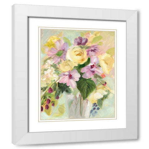 Yellow and Violet Bouquet II White Modern Wood Framed Art Print with Double Matting by Iafrate, Sandra