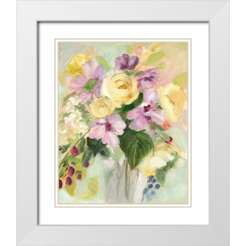 Yellow and Violet Bouquet II White Modern Wood Framed Art Print with Double Matting by Iafrate, Sandra