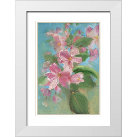 Sweeping Florals White Modern Wood Framed Art Print with Double Matting by Iafrate, Sandra