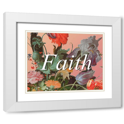 Faith Flowers White Modern Wood Framed Art Print with Double Matting by Iafrate, Sandra