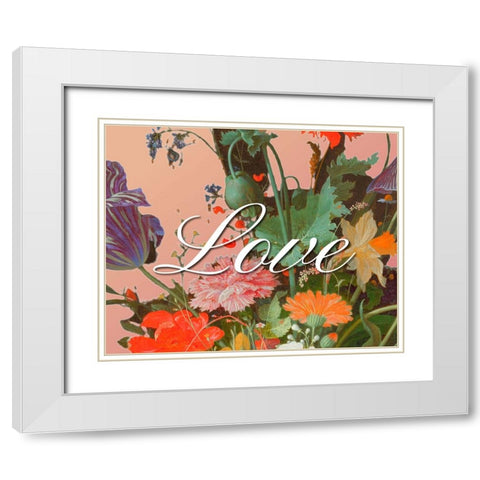 Love Flowers White Modern Wood Framed Art Print with Double Matting by Iafrate, Sandra