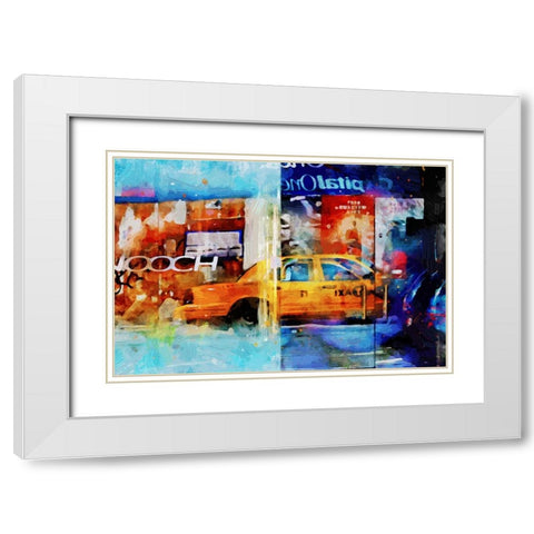 Chelsea Taxi Reflection White Modern Wood Framed Art Print with Double Matting by Pica, Jeff