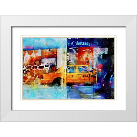 Chelsea Taxi Reflection White Modern Wood Framed Art Print with Double Matting by Pica, Jeff