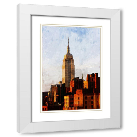NYC ESB Sunset White Modern Wood Framed Art Print with Double Matting by Pica, Jeff