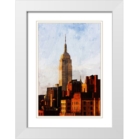 NYC ESB Sunset White Modern Wood Framed Art Print with Double Matting by Pica, Jeff