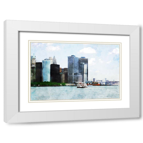 NYC Battery Park White Modern Wood Framed Art Print with Double Matting by Pica, Jeff