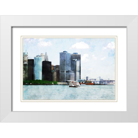NYC Battery Park White Modern Wood Framed Art Print with Double Matting by Pica, Jeff