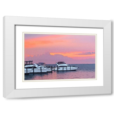 Pines Harbor Pink White Modern Wood Framed Art Print with Double Matting by Pica, Jeff