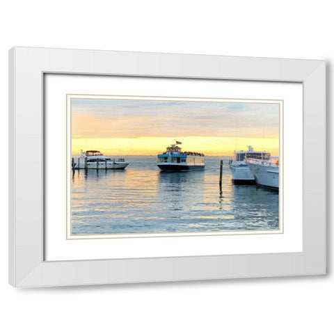 Pines Harbor Yellow White Modern Wood Framed Art Print with Double Matting by Pica, Jeff