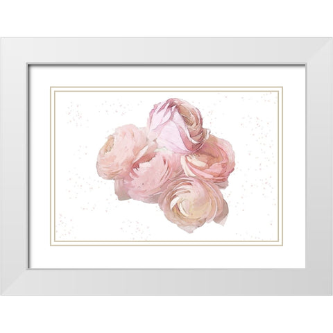 Pink Peonies White Modern Wood Framed Art Print with Double Matting by Pica, Jeff