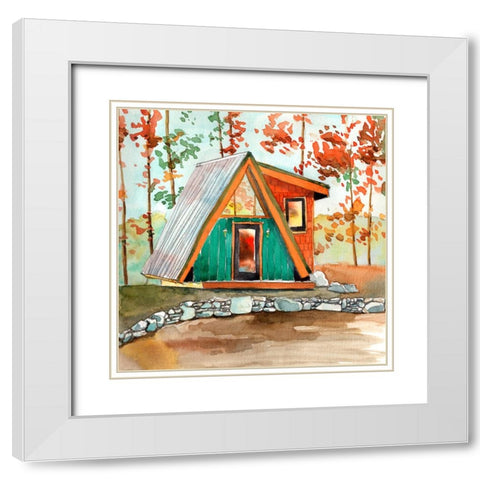 Cabin in the Woods I White Modern Wood Framed Art Print with Double Matting by McCreery, Paul
