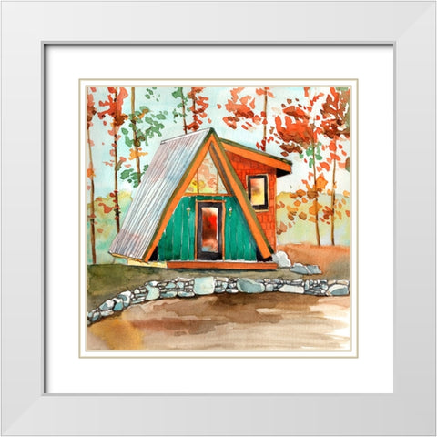Cabin in the Woods I White Modern Wood Framed Art Print with Double Matting by McCreery, Paul