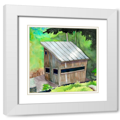 Cabin in the Woods II White Modern Wood Framed Art Print with Double Matting by McCreery, Paul