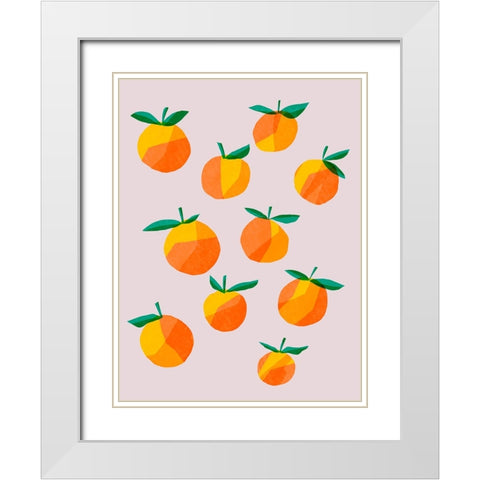 Peach Groupings I White Modern Wood Framed Art Print with Double Matting by Ewer, Rebekah