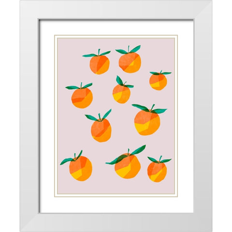 Peach Groupings II White Modern Wood Framed Art Print with Double Matting by Ewer, Rebekah