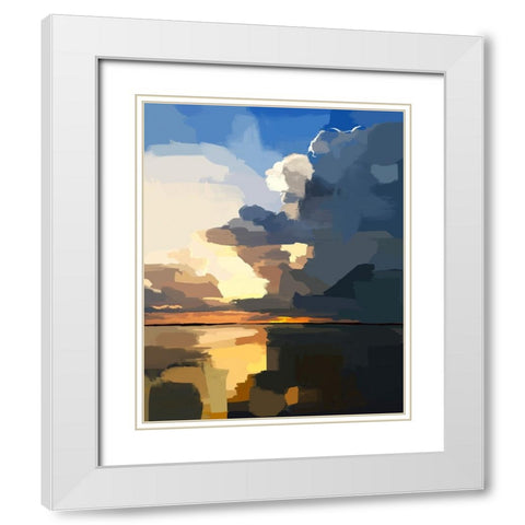 Abstract Seascape  I White Modern Wood Framed Art Print with Double Matting by Kalina, Emily