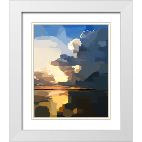 Abstract Seascape  I White Modern Wood Framed Art Print with Double Matting by Kalina, Emily
