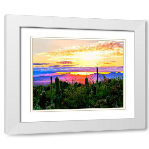 Arizona Sunset White Modern Wood Framed Art Print with Double Matting by Kalina, Emily