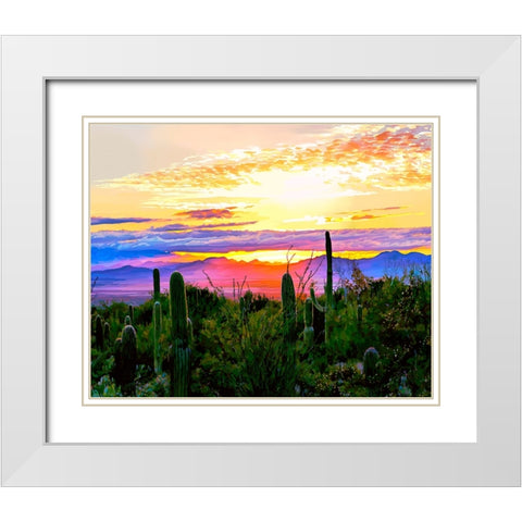 Arizona Sunset White Modern Wood Framed Art Print with Double Matting by Kalina, Emily