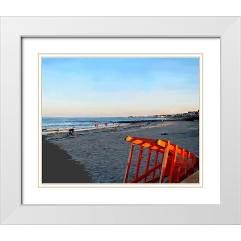 Summer Evening on the Beach White Modern Wood Framed Art Print with Double Matting by Kalina, Emily