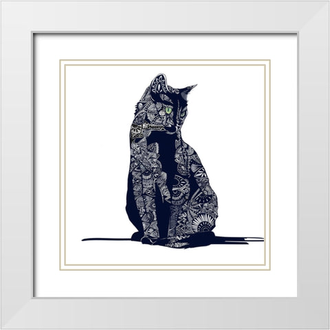 Zentangle I White Modern Wood Framed Art Print with Double Matting by Kalina, Emily