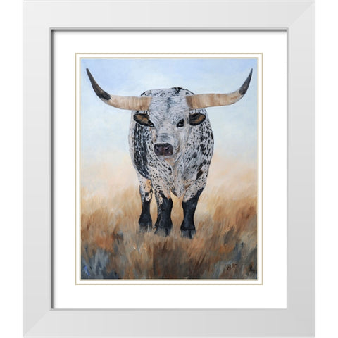 Longhorn Samurai II White Modern Wood Framed Art Print with Double Matting by Winkler, Kathy
