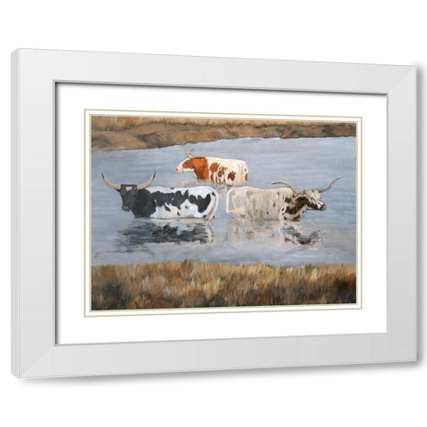 Longhorn Spa Day I White Modern Wood Framed Art Print with Double Matting by Winkler, Kathy