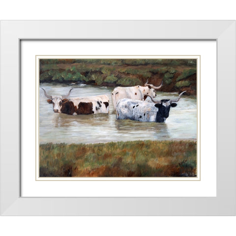 Longhorn Spa Day II White Modern Wood Framed Art Print with Double Matting by Winkler, Kathy
