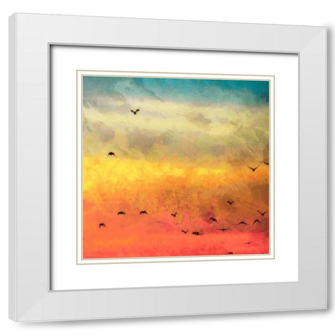 Morning Flight I White Modern Wood Framed Art Print with Double Matting by Saunders, Alonzo