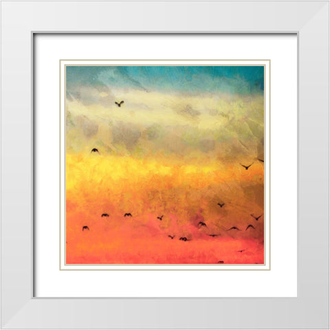 Morning Flight I White Modern Wood Framed Art Print with Double Matting by Saunders, Alonzo