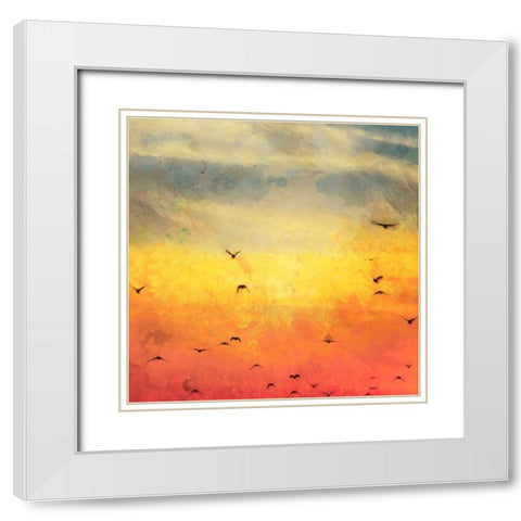 Morning Flight II White Modern Wood Framed Art Print with Double Matting by Saunders, Alonzo