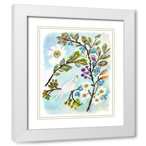 A Sweet Bird I White Modern Wood Framed Art Print with Double Matting by Fields, Karen