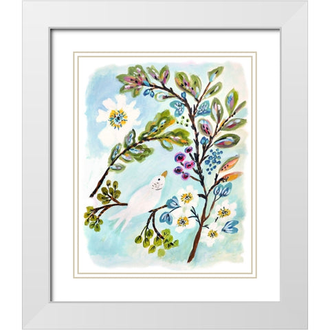 A Sweet Bird I White Modern Wood Framed Art Print with Double Matting by Fields, Karen