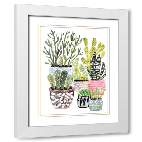 A Cactus Garden I White Modern Wood Framed Art Print with Double Matting by Fields, Karen