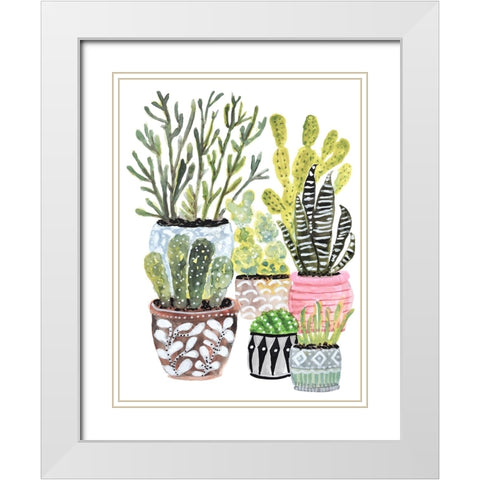 A Cactus Garden I White Modern Wood Framed Art Print with Double Matting by Fields, Karen
