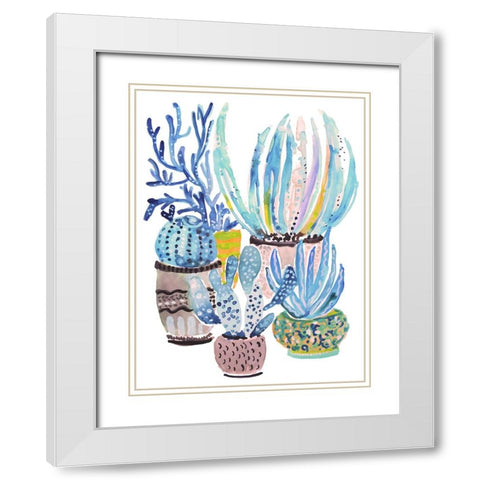 A Cactus Garden II White Modern Wood Framed Art Print with Double Matting by Fields, Karen